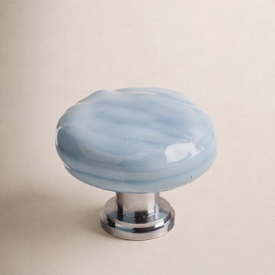Glacier 1 1/4" Diameter Powder Blue Round Glass Decorative Hardware Knob