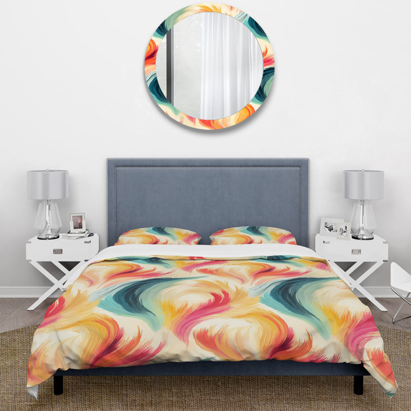 Ensemble de housse de couette floral sarcelle et jaune, Housse de couette pour très grand lit et 2 très