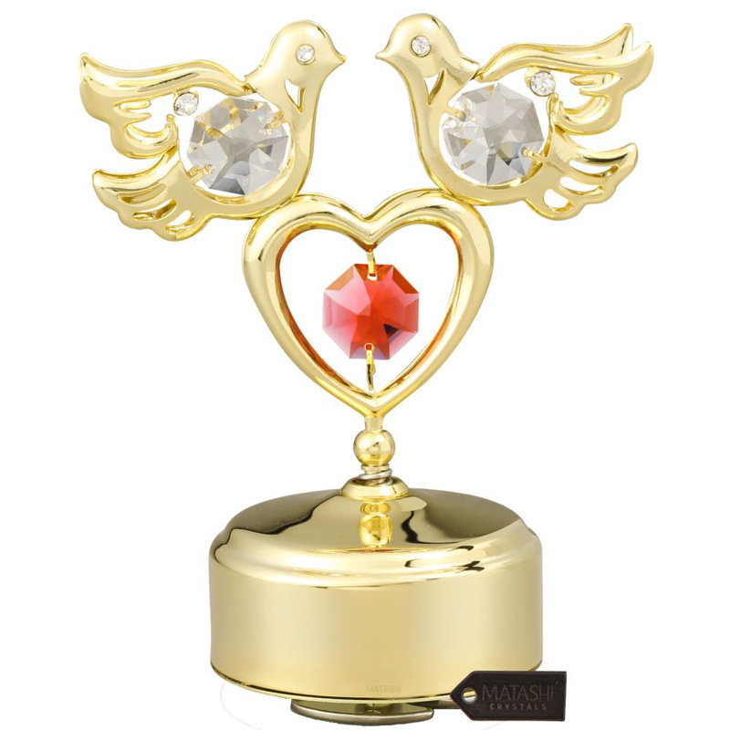 Figurine de boîte musicale colombes small love