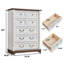 Commode de tiroir pour chambre à coucher avec base en bois et garniture de colonne montante