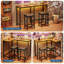 Ensemble de table de bar et de chaises 3 pièces, table de bar convertible en forme de L avec 2 tabourets et prises de courant, ensemble de salle à manger à hauteur de comptoir pour appartement et petite cuisine-343106004