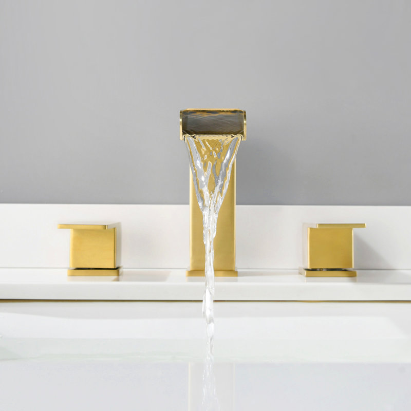 Widespread 2-handle Bathroom Faucet with Drain Assembly, Brushed Gold