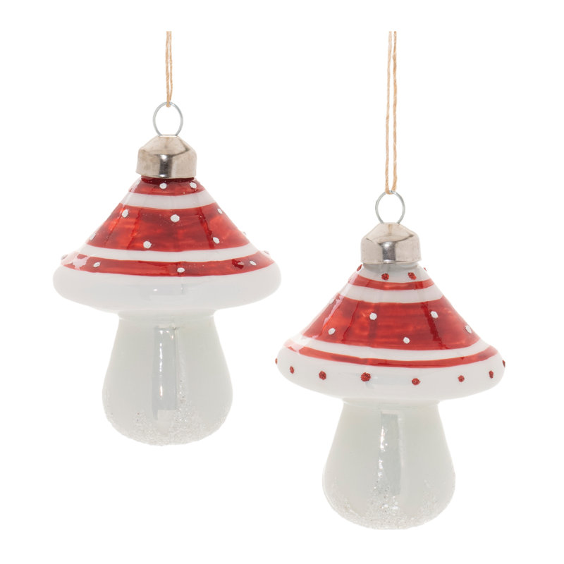 Ornement champignon en verre scintillant (ensemble de 6)