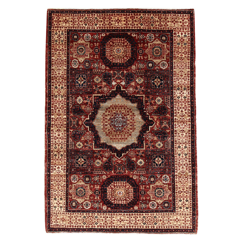 Hand-Knotted Wool RED / IVORY Area Rug