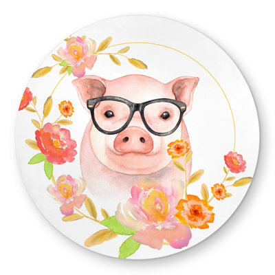 Happy Little Pig Outdoor Area Rug | Kids Art Home Decor