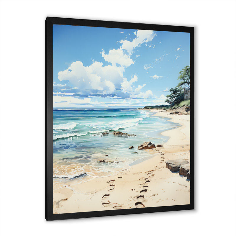 «Dyann Beach Footprints In X», reproduction sur toile, Cadre photo noir, H 20 po x l 12 po x P 1 po