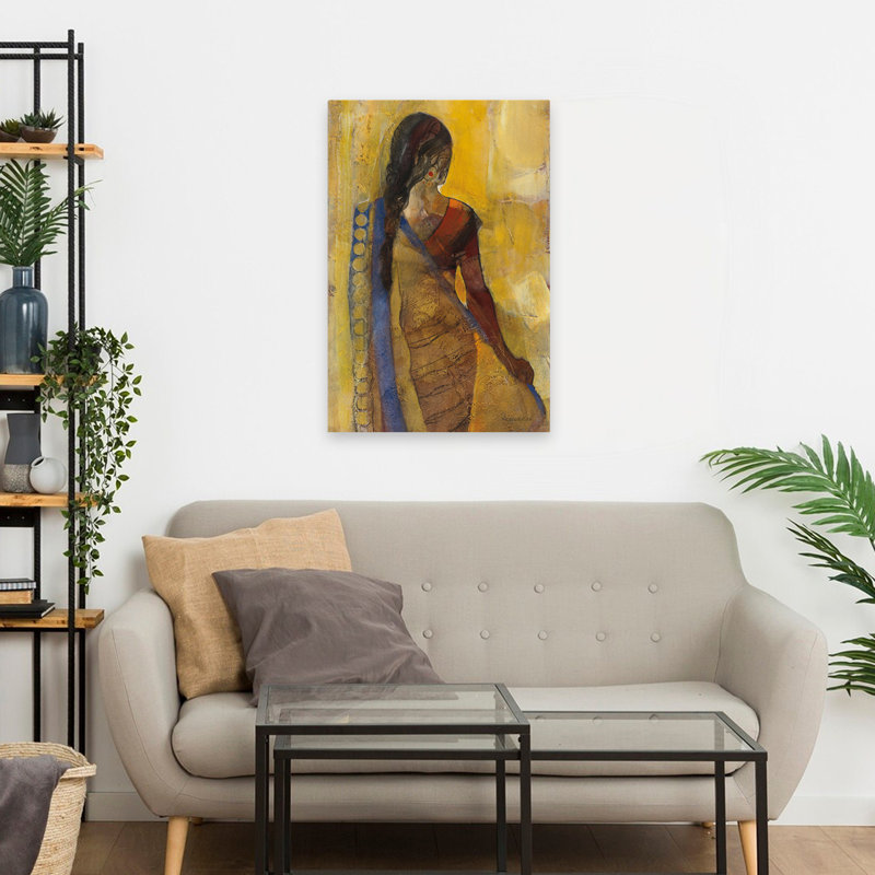 Femmes du monde I contemporain abstrait noir bleu beauté brun, H 24 po x l 16 po
