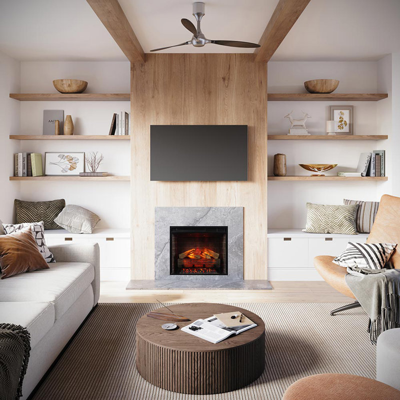 Uptown 23.96" Infrared Electric Fireplace Insert Heater - Brick Background, 20.16" H x 23.96" W x 8.19" D