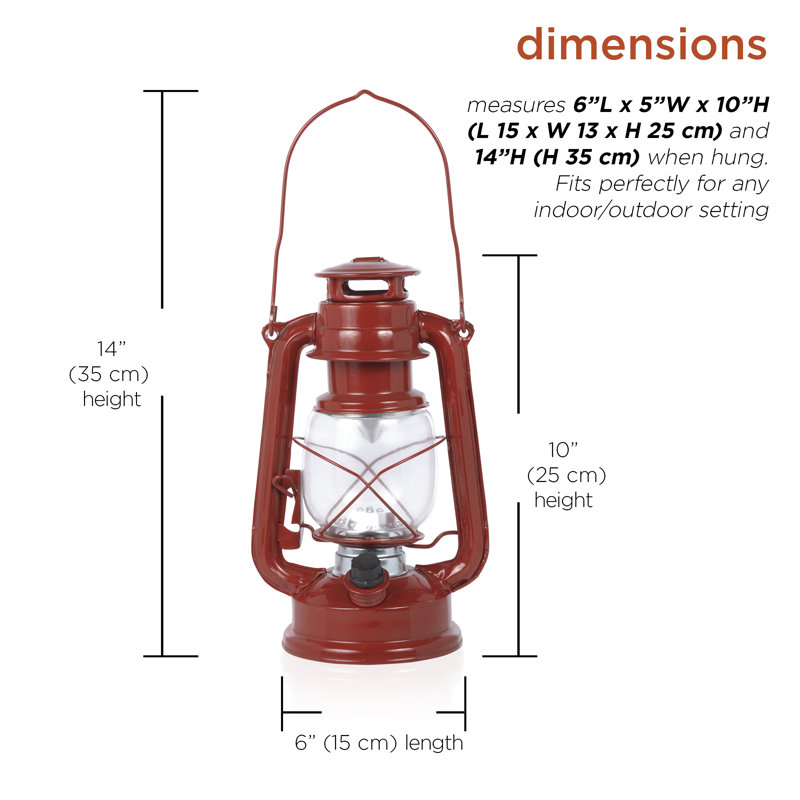 10'' Battery Powered Integrated LED Outdoor Lantern, Red