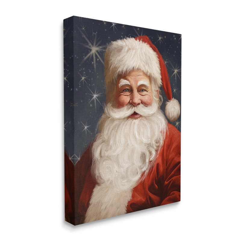 «Sourire père Noël», art mural sur toile par Ramona Murdock, H 40 po x l 30 po