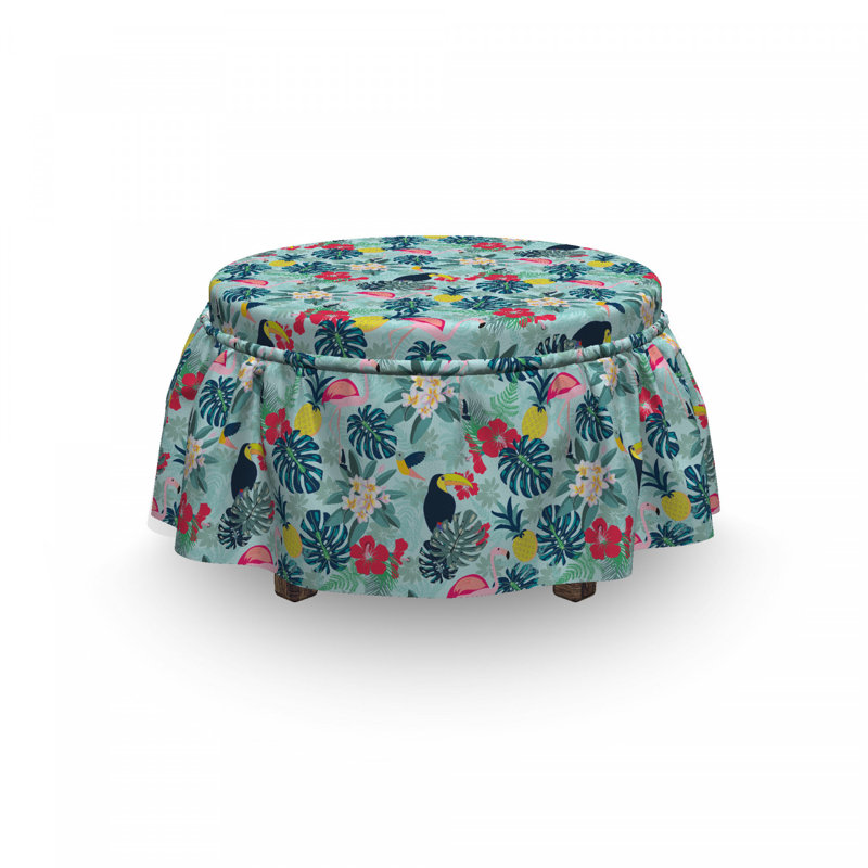 Housse pour repose-pieds flamant rose ananas toucan