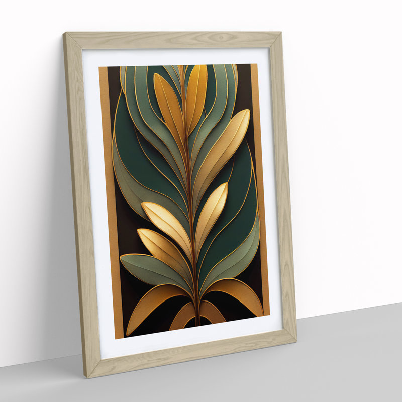 Leaves No.3 - Wall Art, 46cm H x 34cm W x 2cm D, Oak Framed