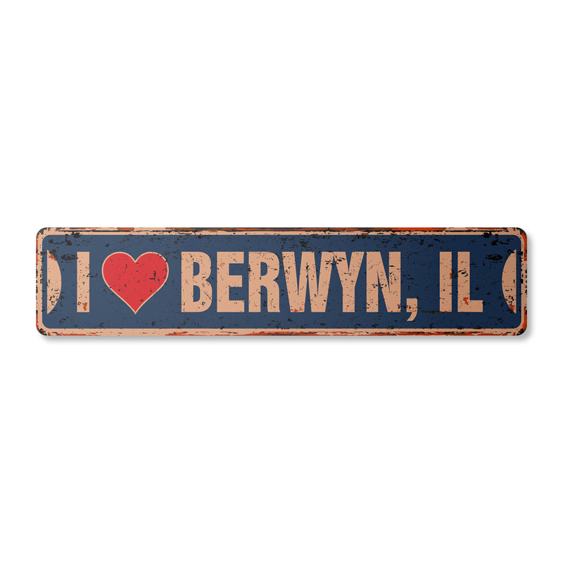 Plaque de rue Berwyn Il aluminium 4 po x 18 po