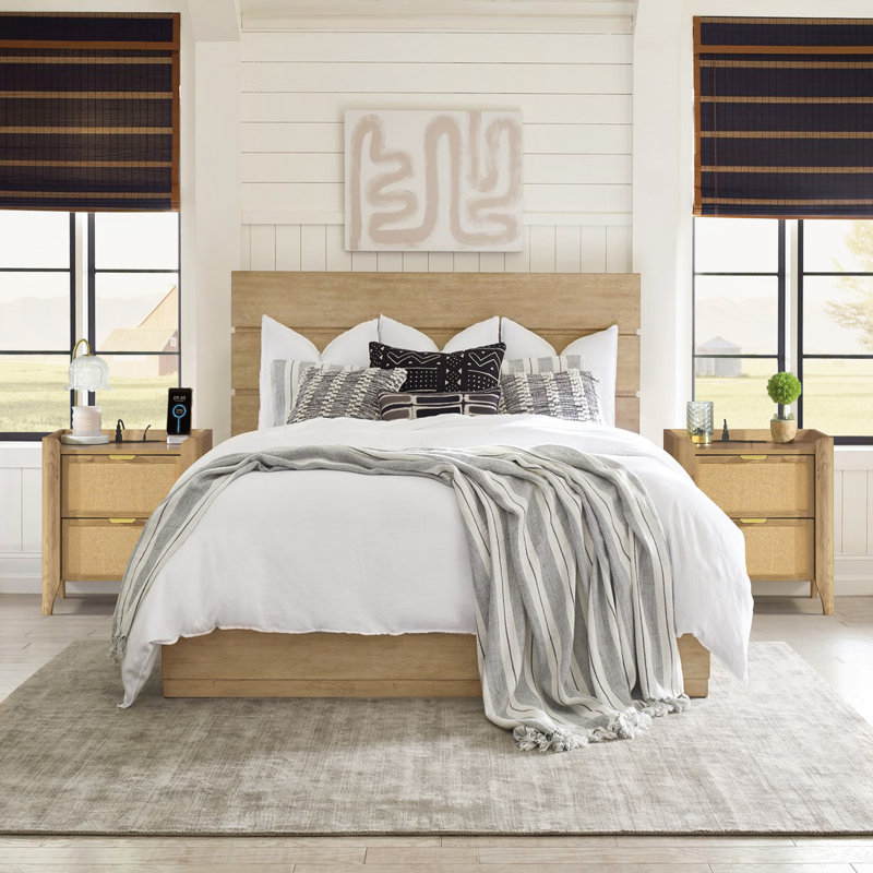 Rattan 2 Drawer Nightstand, Bedside Table with Storage Drawers, Night Stand for Bedroom, End Table or Side Table for Living Room, 15.5" D x 18.9" W x 21.7" H