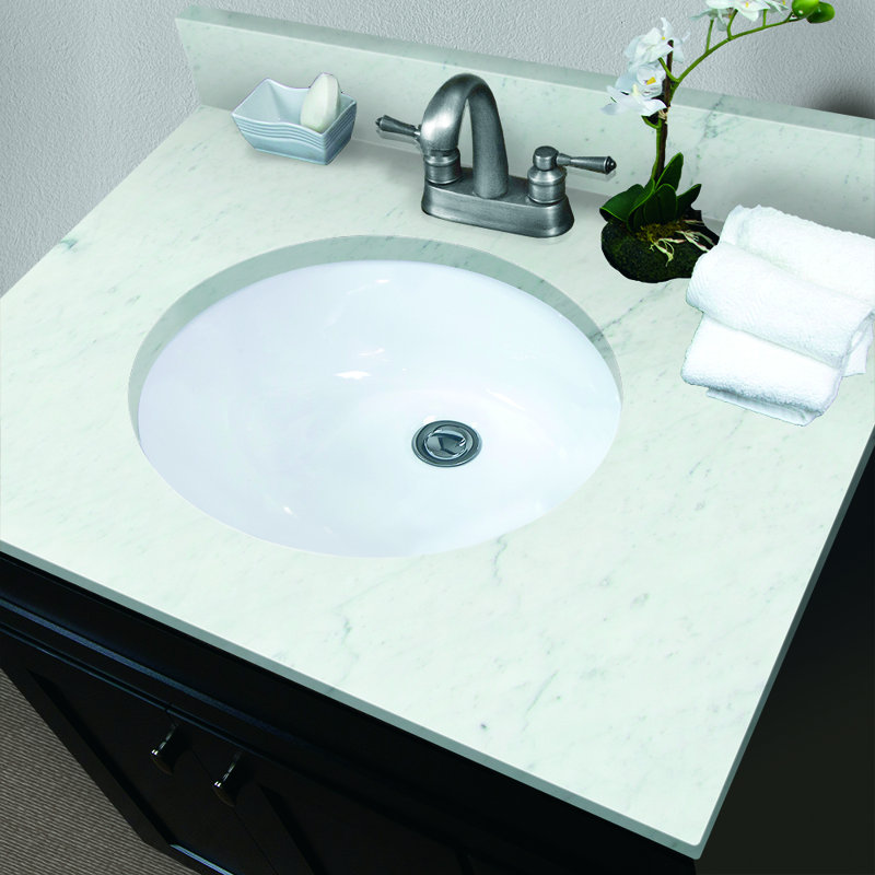 Comptoir de meuble-lavabo simple 31" en blanc avec lavabo