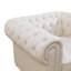 Canapé Chesterfield en cuir de vache véritable 94,5 po - capitonné à boutons, accoudoirs à volutes et boucles européennes-99317400