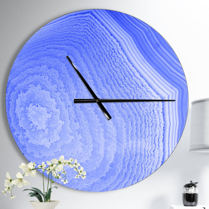Structure en agate bleu foncé - horloge murale moderne, Moyen