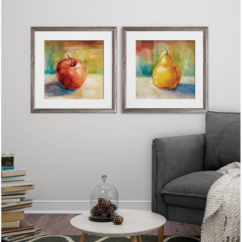 «Fresh Apple», ensemble de 2 reproductions encadrées, Cadre brun