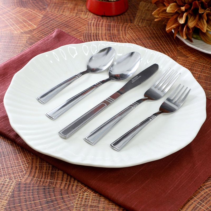 Gibson 45 Piece Stainless Steel Flateware Set with Serving Utensil in Silver