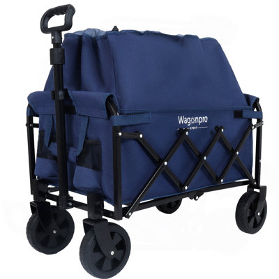 Expandable Dual-Layer Utility Wagon With 100% Extra Space - Grocery Cart For Camping, Shopping, Sports, Gardening, Fishing, Supports 225Lbs,