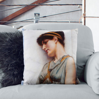 Pompeian Girl By John William Godward Square Throw Cushion