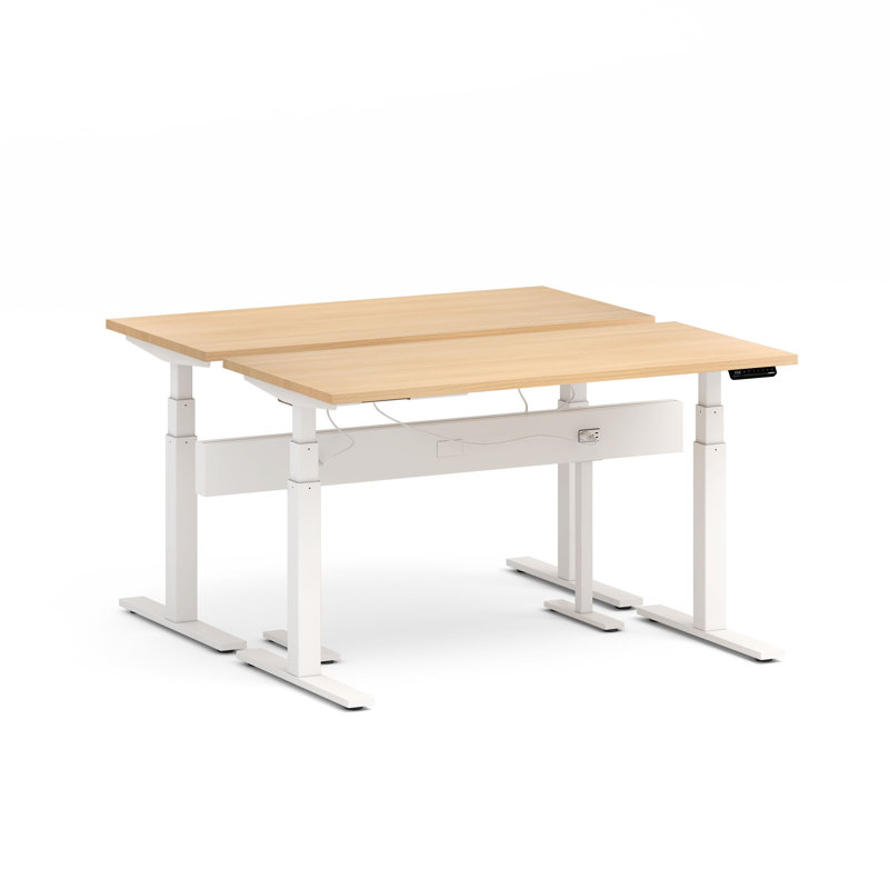 Bureau pour 2 perches Series L Series, H 50,5 po x l 58 po x P 57 po, Blanc / Natoak