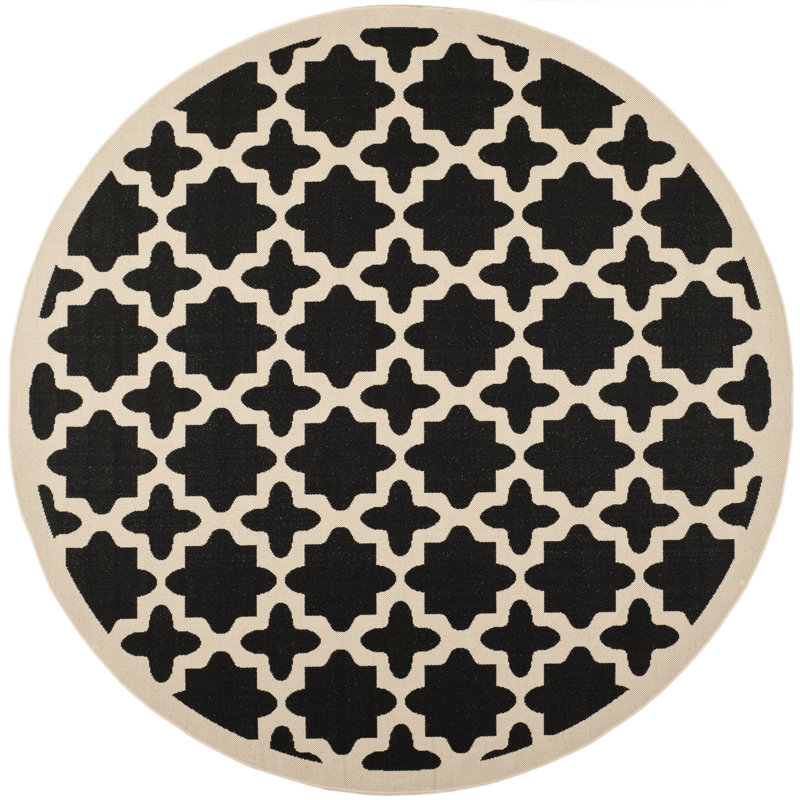 Tapis d'intérieur / extérieur à motif géométrique Herefordshire Performance, Rond 7 pi 1 po