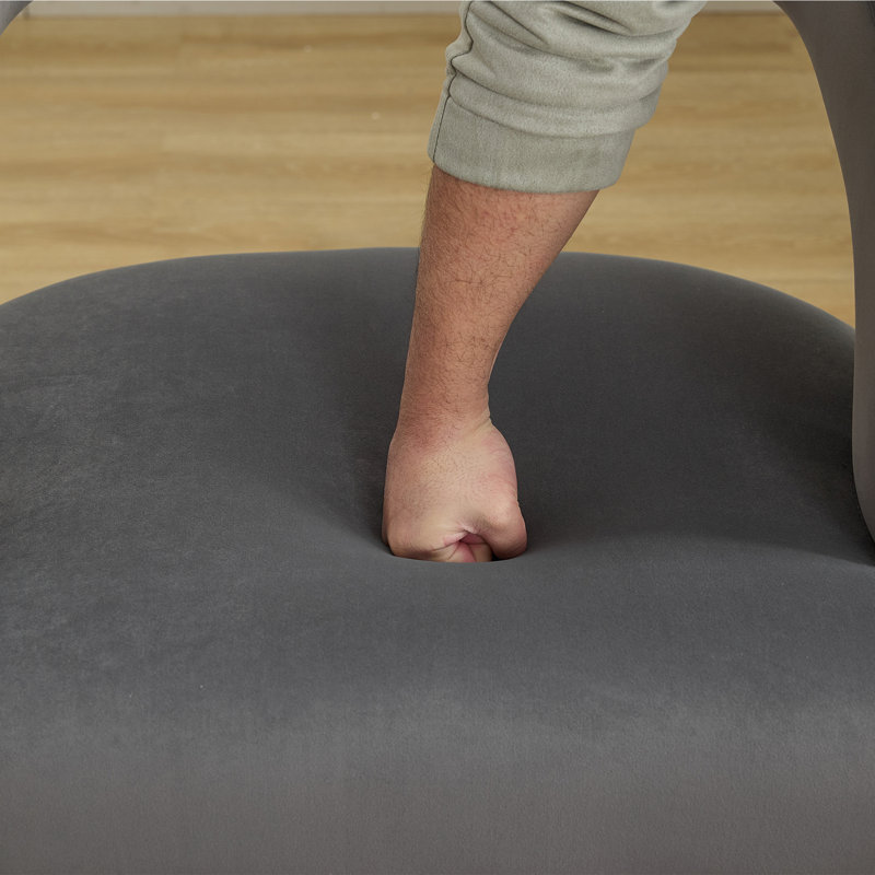 Chaise d'appoint moderne avec dossier ouvert, Velours gris velours