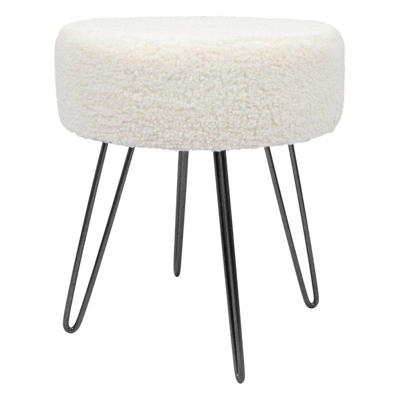 Harbour Housewares - Round Boucle Footstool, Black