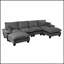 Canapé modulaire modulaire, canapé en U en forme de nuage avec conception de voilier, canapé en chenille confortable à 6 places avec repose-pieds mobile pour le salon-791914378-791914375-791914377