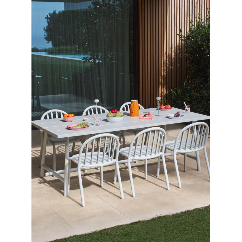 Fred 7 Piece Dining Set, Gray, 29.9" H x 86.6" W x 39.4" D, Light Gray
