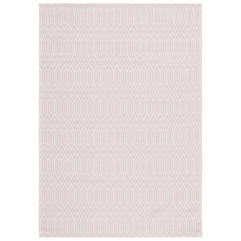 Martha Stewart 405 Cotton Geometric Rug in Pink/Ivory, Rectangle 9' x 12'