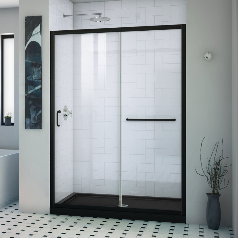 Cabine de douche coulissante encadrée Infinity-Z 74,75 "H, Noir mat, Noir mat