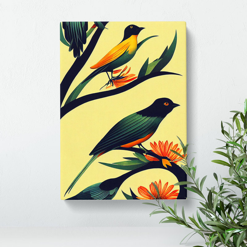 Birds on the Branch - Unframed - Wrapped Canvas, 60cm H x 40cm W x 3cm D