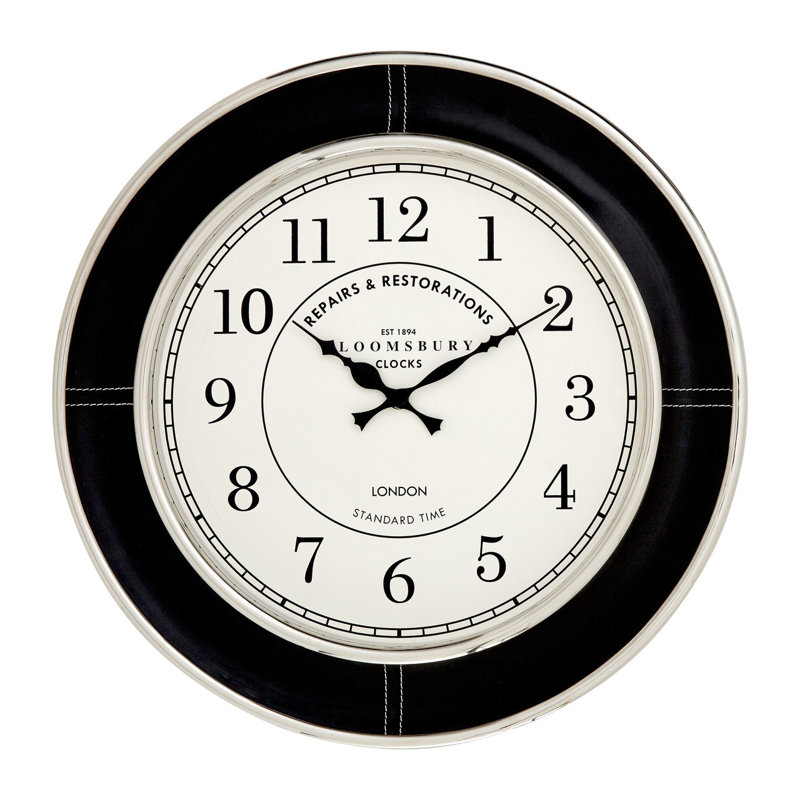 Check Wood Wall Clock, 45cm H x 45cm W x 4cm D, Tan