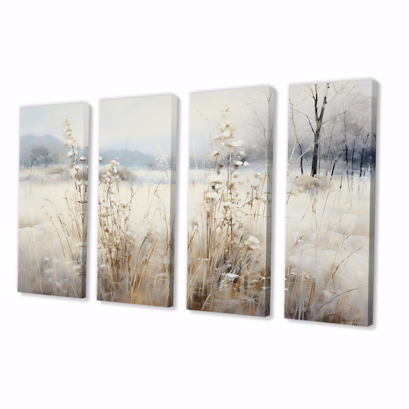 «Winter Meadow View Calmness I - Meadow», ensemble de 4 pièces d'art mural, H 28 po x l 48 po