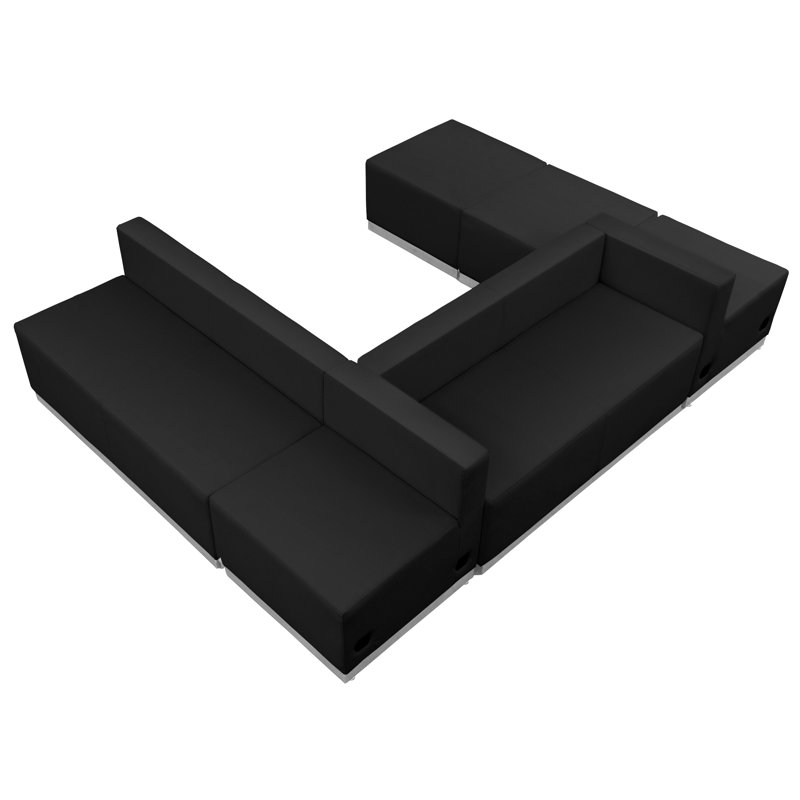 Black Leather Six Piece Reception Furniture Set