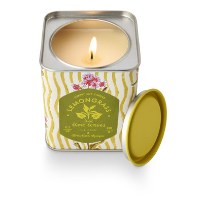 Sun Terrace Lemongrass Lime Leaves Printed Tin Candle