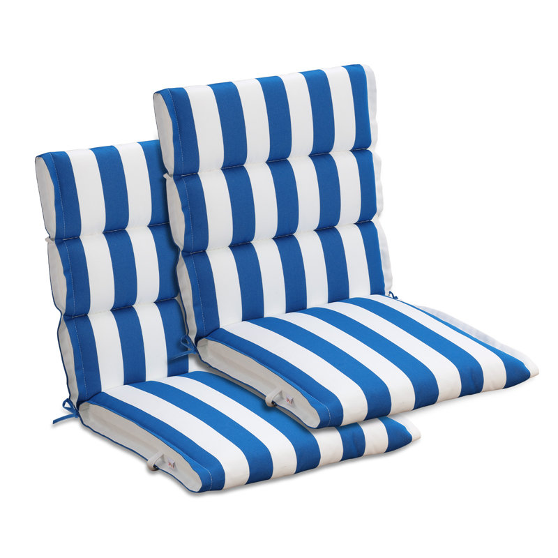  Outdoor Flanged Chair Cushions Set of 2, 39 x 20 x 2.4 Inch, Blue 