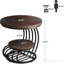 Table de bout ronde 19,68 po avec rangement à 2 niveaux - table d'appoint rustique brun avec structure en arc métallique, table de chevet compacte ou table d'appoint pour le salon, la chambre à coucher et les petits espaces-128972894