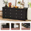 Commode double 6 tiroirs, grande commode en bois avec rangement dans la tour de salon-443563260