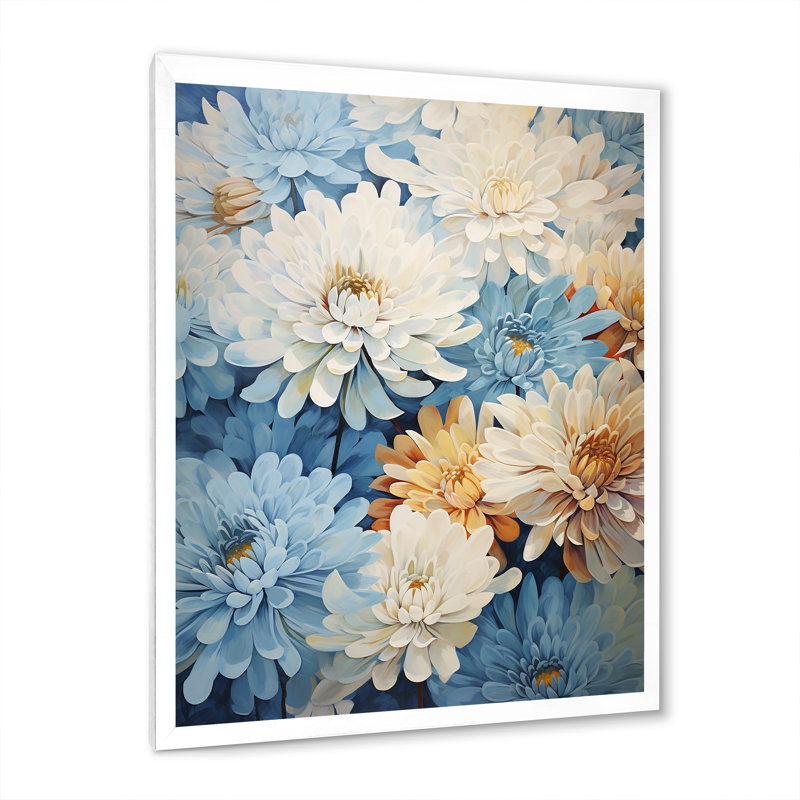 Minimalisme, peinture de maman en bleu et or, Cadre simple blanc, H 40 po x l 30 po x P 1,5 po