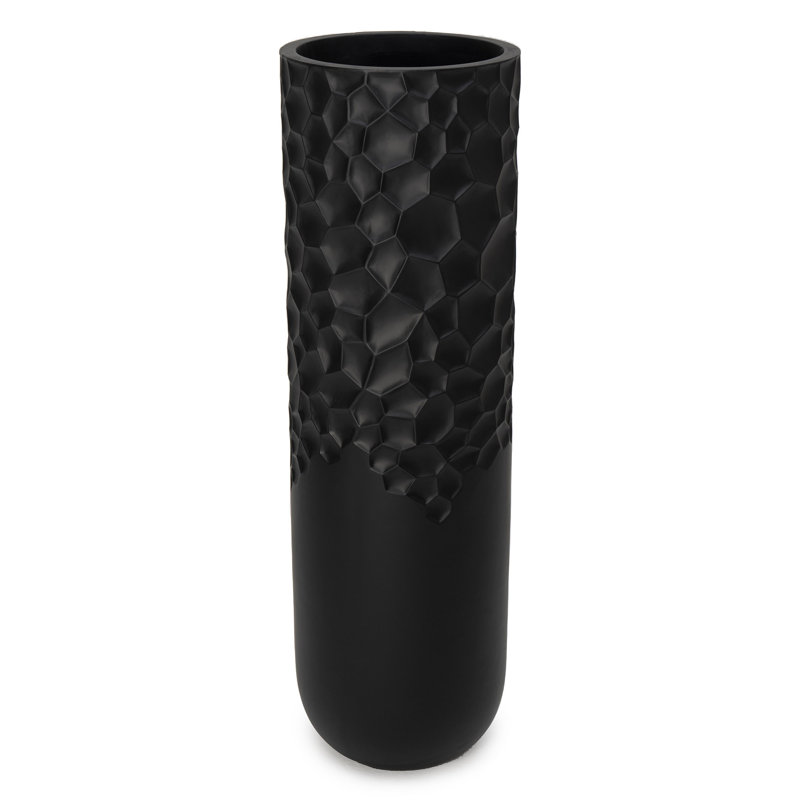 Jardinière Marziah matte de 60 pouces de hauteur, Noir, noir, noir, noir
