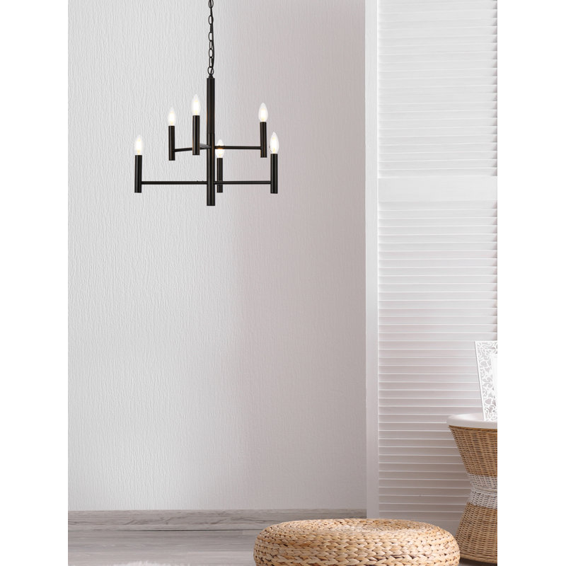 Luminaire suspendu géométrique unique Cartell, Noir, 6 lumières, H 19,9 po x l 22 po x P 22 po
