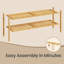 2 Tier 12 Pairs Bamboo Shoe Rack For Closet, Stackable Shoe Oragnizer-78715049-78715048