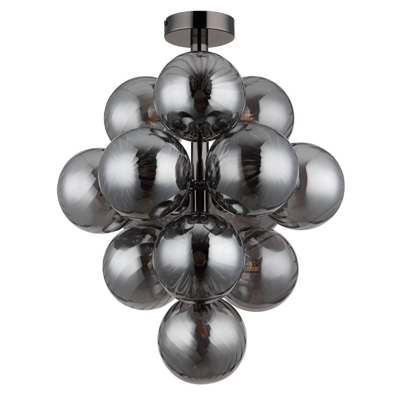 Deani Flush Mount, Smoke -colored/Matt black/Chrome