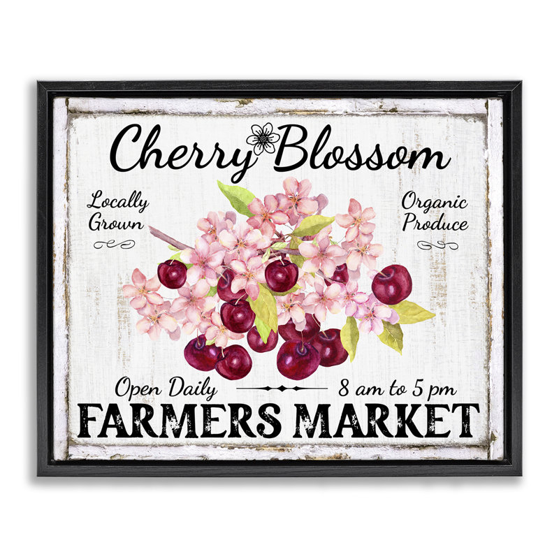 "Cherry Blossom Farmer's Market", art mural encadré flottant par Creatif Belle, H 25 po x l 31 po