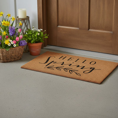 Paillasson 24 po x 36 po brun et noir Hello Spring