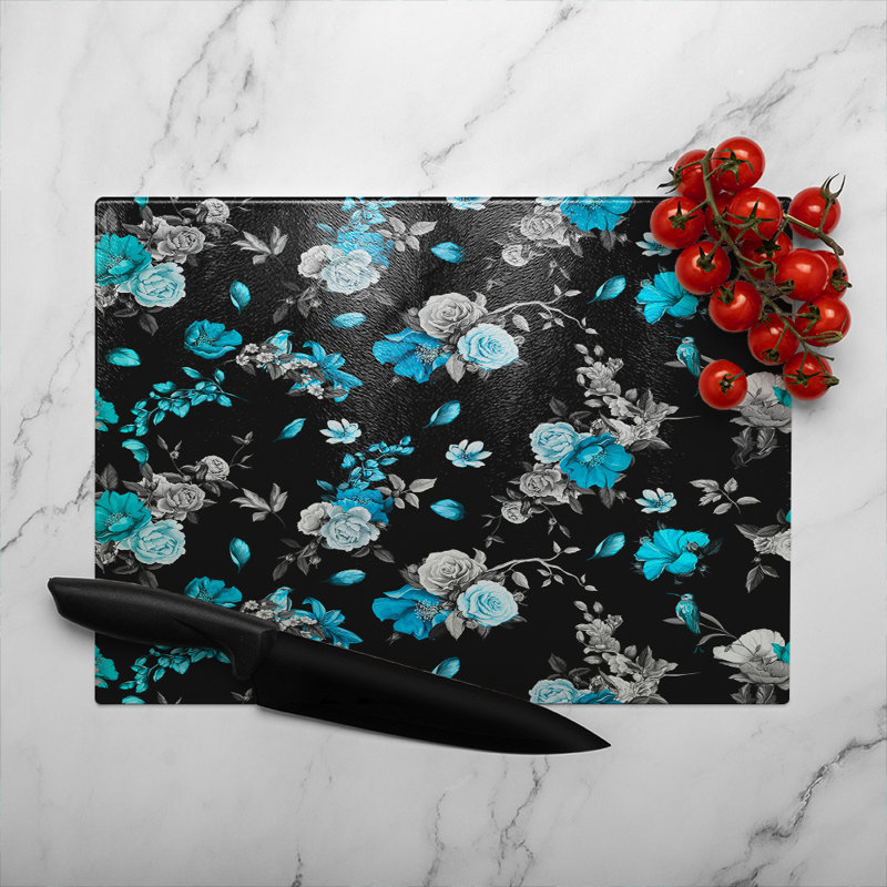 Roses Glass Chopping Board, 40cm L x 28cm W