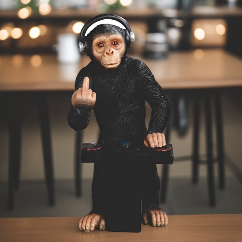 9.75"H Chimpanzee DJ Figurine